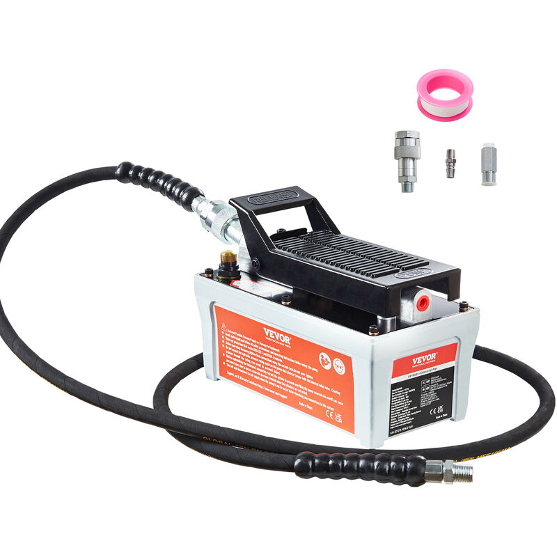 foto del prodotto pompa idraulica ad aria azionata da pedale ingresso aria npt 1 4 con tubo 2m capacita dellolio 1,6l, pompa pneumatica a pedale pressione max. 10000