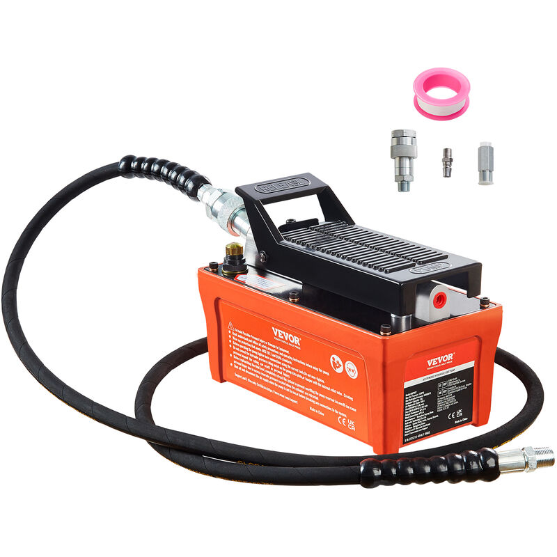 foto del prodotto pompa idraulica ad aria azionata da pedale ingresso aria npt 1 4 con tubo 2m capacita dellolio 1,6l, pompa pneumatica a pedale pressione max. 10000