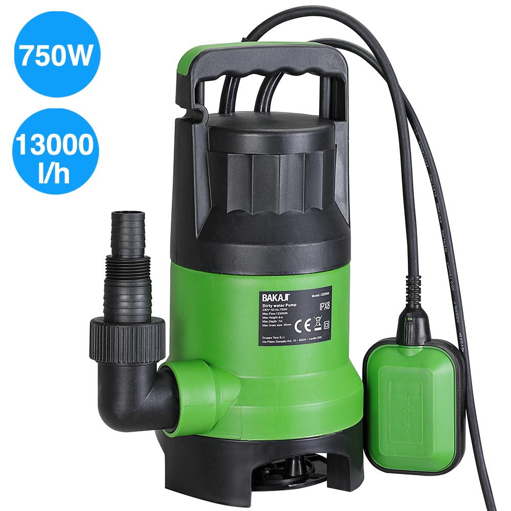 foto del prodotto pompa immersione elettropompa sommersa acque scure sporche chiare 750w 13000l/h