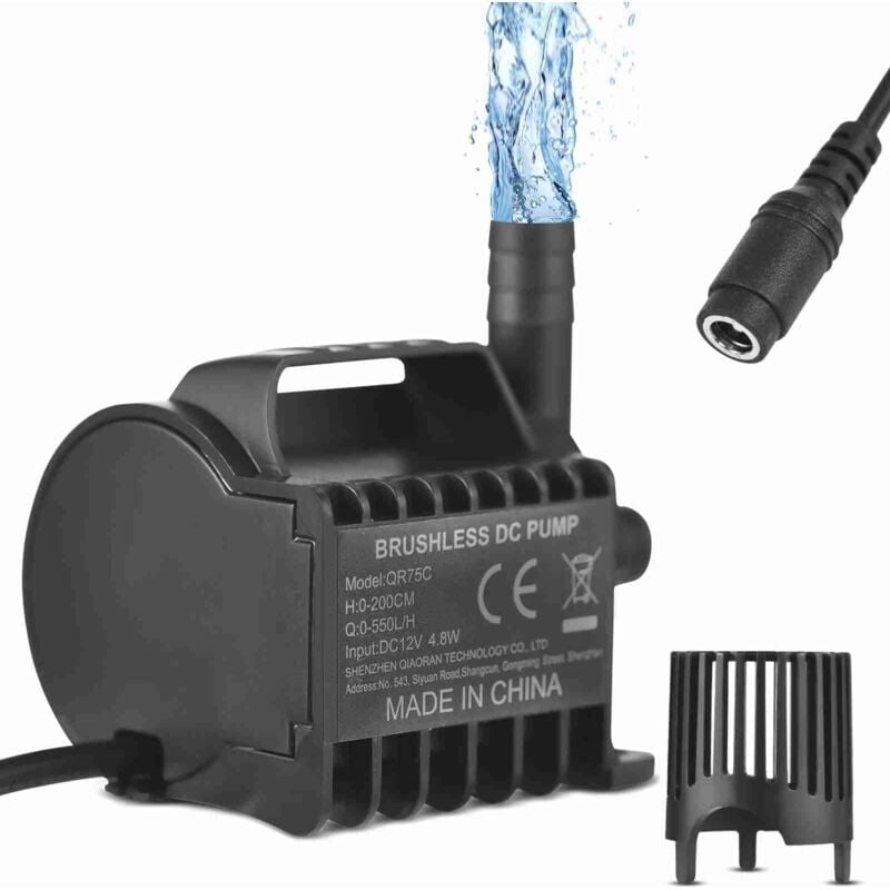 foto del prodotto pompa mini 12v qr75c 550l h 2m dc acquario bacino
