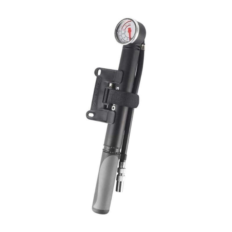 foto del prodotto pompa per bicicletta con manometro, pompa ad aria mtb av fv da 80 psi, mini pompa portatile in lega di alluminio ad alta pressione, pompa a mano,