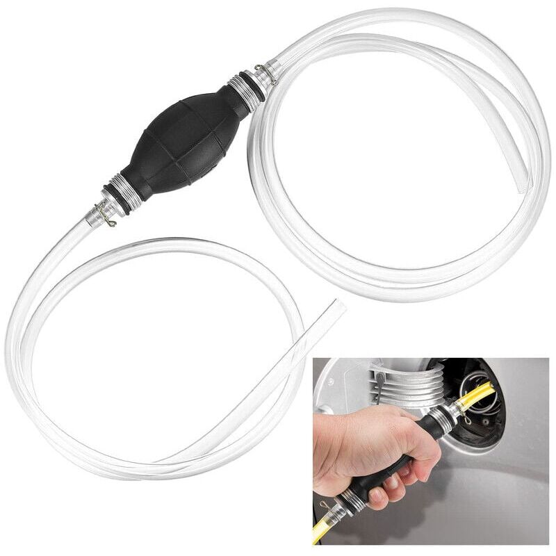 foto del prodotto pompa per carburante a sifone manuale, pompa manuale per trasferimento gasolio per benzina e acqua, perfetta per suv, monovolume, tosaerba, acquari,