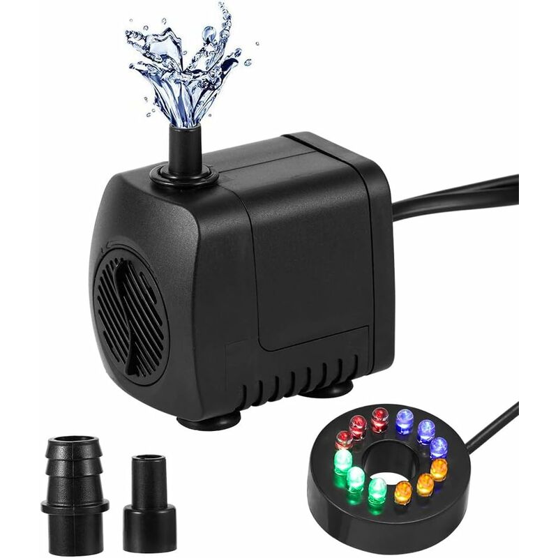 foto del prodotto pompa per fontana silenziosa pompa del l acqua sommergibile con flusso d acqua regolabile con 12 luci colorate a led per acquario fontana serbatoio