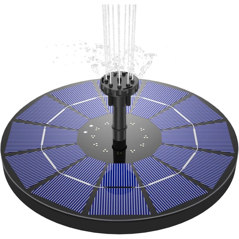 foto del prodotto pompa per fontana solare da 3,5 w, fontana solare da giardino, galleggiante solare, pannello integrato, batteria con 6 ugelli, ideale per piccoli