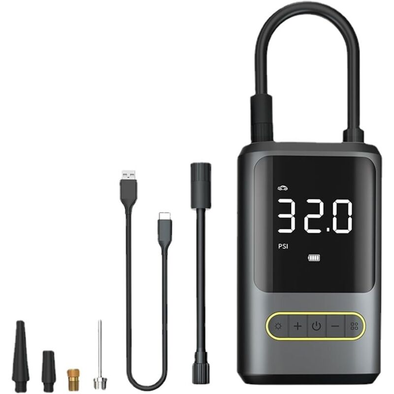 foto del prodotto pompa per gonfiaggio pneumatici portatile da 150 psi con manometro digitale, batteria da 4000 mah senza fili per auto, pneumatici per moto,