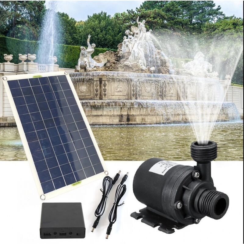 foto del prodotto pompa solare per acqua in silicio monocristallino da 50 w, funzionamento continuo, bassa rumorosit , 4 minuti, set di ugelli dc senza spazzole ymyny