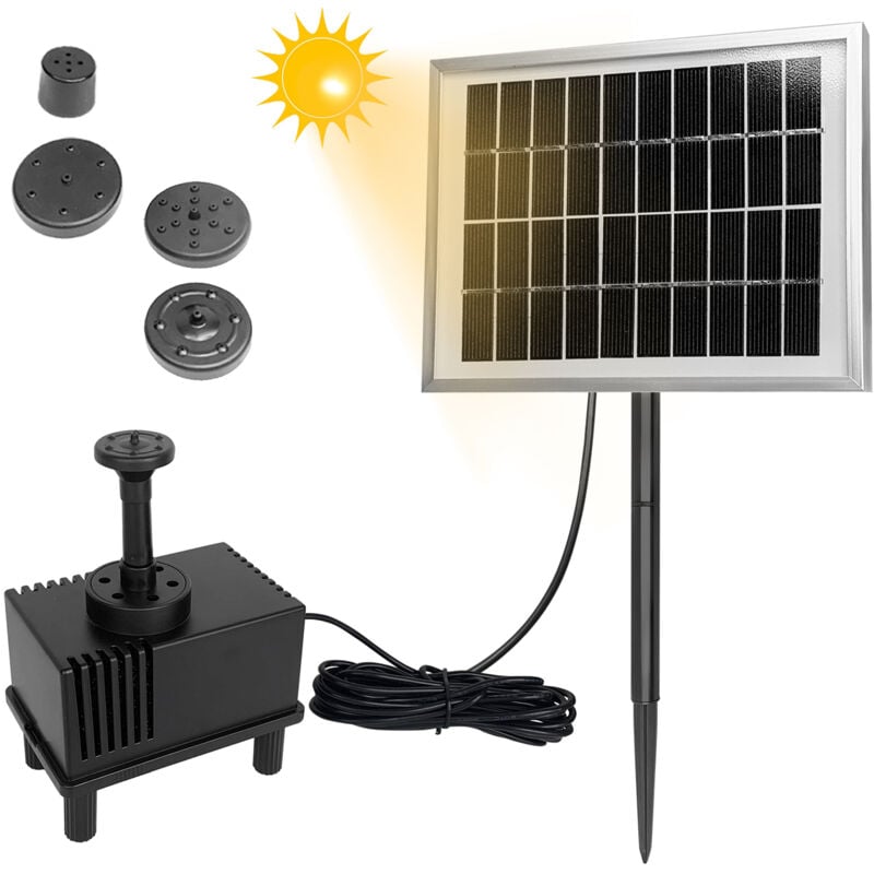 foto del prodotto pompa solare per fontana 2w, pannello solare per laghetto mit tubo dell acqua per diy fontana, con 4 ugelli per laghetti, bagno di uccelli,