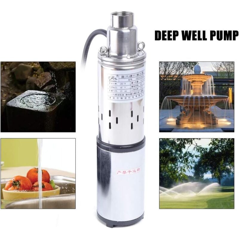 foto del prodotto pompa solare per fontana profonda, 280 w, foro per acqua solare, pompa sommersa in acciaio inox, dc 48 v