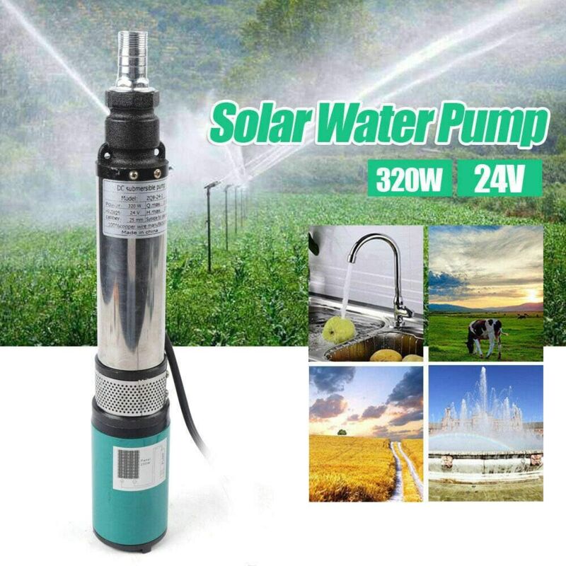 foto del prodotto pompa solare per fontana profonda, dc 24 v, 320 w, 5 m h, altezza max. 34 m, pompa sommergibile, con cavo da 16 m