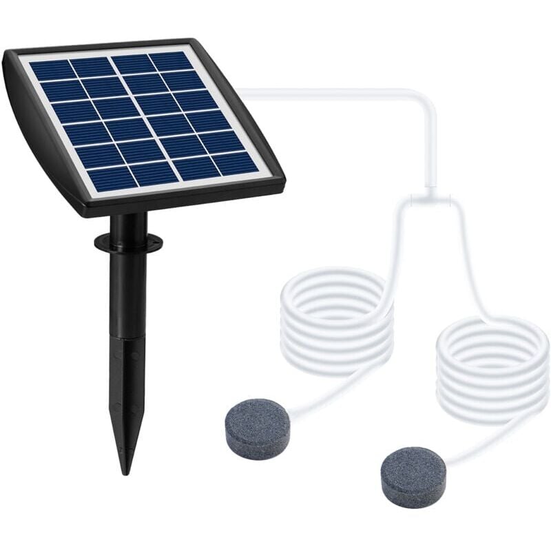 foto del prodotto pompa solare per ossigeno 6v 2w, con tubo da 8,2 piedi e 2 rocce a bolle, per laghetti per pesci da giardino, piscine esterne e laghetti