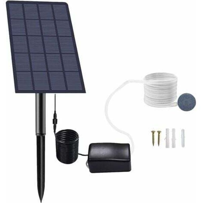 foto del prodotto pompa solare per ossigeno con spina da 2,5 w, pompa solare per laghetto, aeratore per acquario, pompa dell aria, aeratore per pesca, con tubo