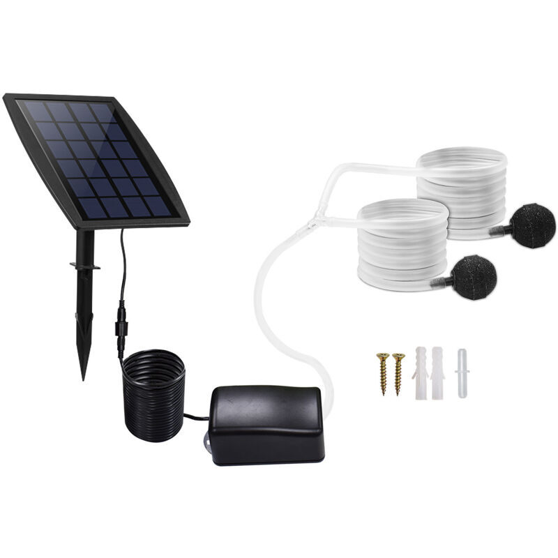 foto del prodotto pompa solare per ossigeno da 2,5 w con spina, pompa per aeratore per acquari, aeratore per pesci con pietra porosa per acquario da giardino, piscina