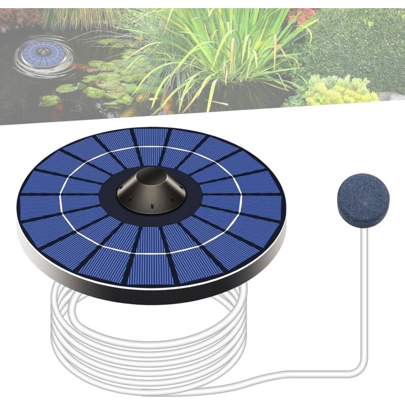 foto del prodotto pompa solare per ossigeno, pompa solare per aria, per acquario, ossigenata, aeratore solare per laghetti con pietra a bolle d aria e tubo