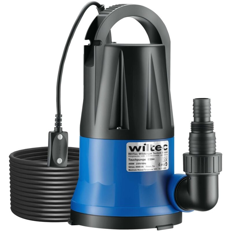 foto del prodotto pompa sommersa 400 w, pompa per acque reflue con portata max 6000 l h, pompa a immersione, prevalenza max 7 m wiltec