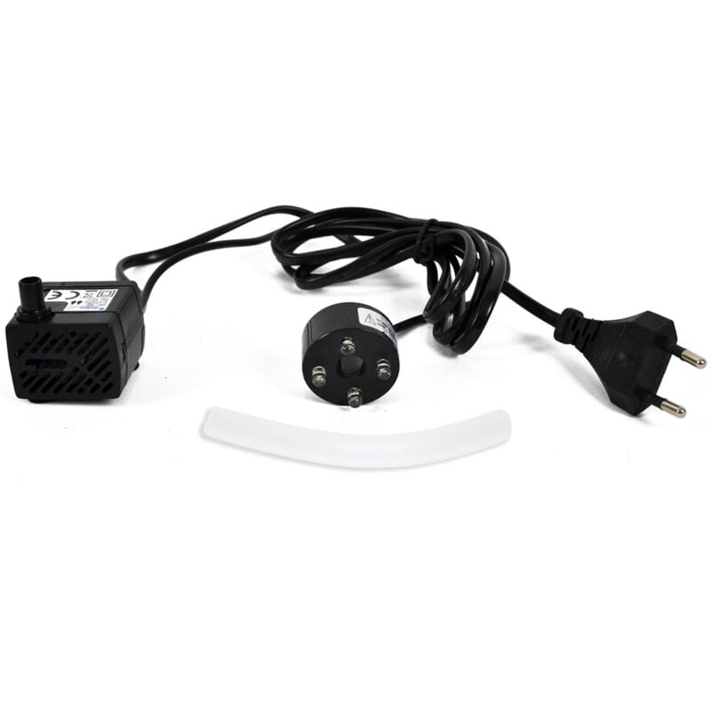 foto del prodotto pompa sommersa 7 w nebulizzatore ad acqua motorino per cascata e fontana effetto nebbia 4 led bianco freddo