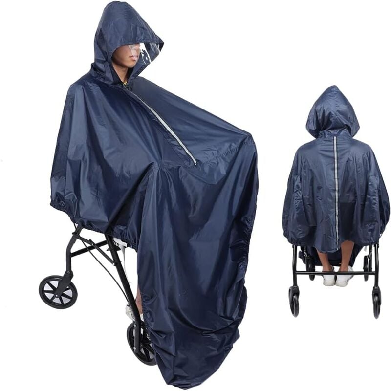 foto del prodotto poncho impermeabile per sedia a rotelle con cappuccio copertura antipioggia per sedia a rotelle mantella antipioggia copertura in taffet di