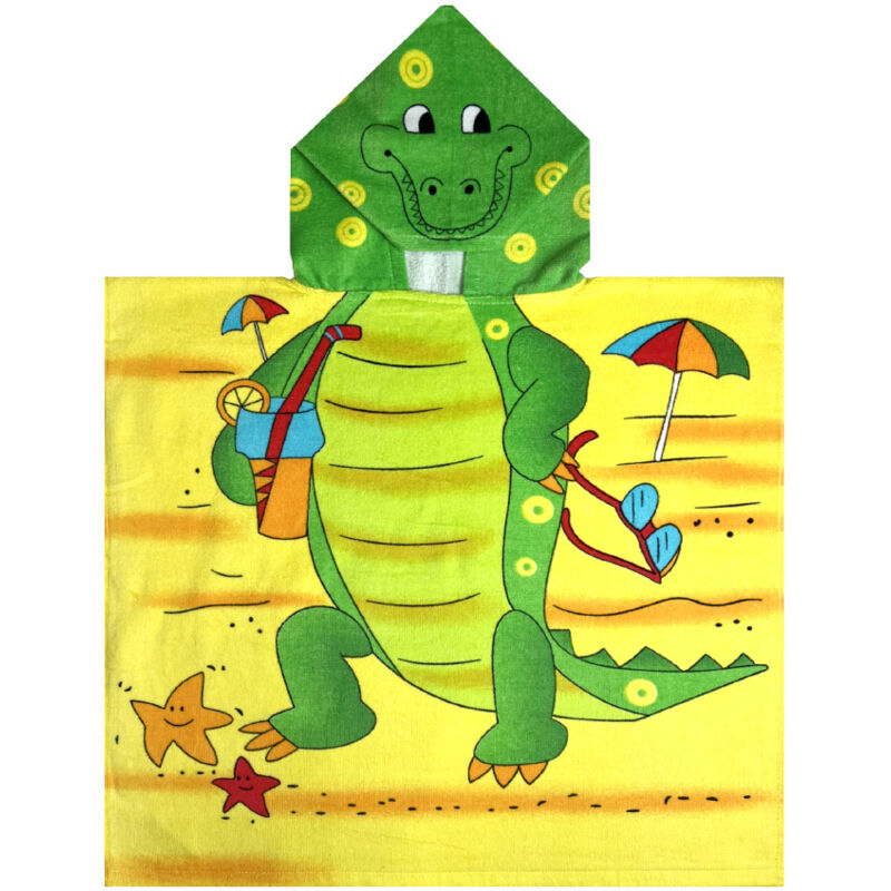 foto del prodotto poncho mare per bambini per spiaggia in morbida spugna disegno coccodrillo