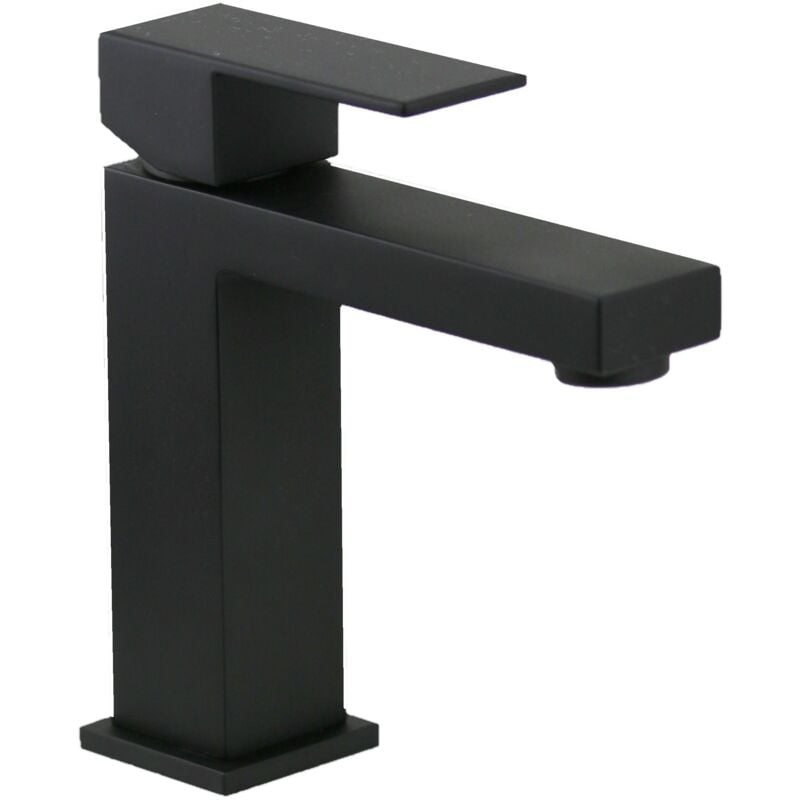 foto del prodotto ponsi rubinetteria miscelatore lavabo modello quadro nero opaco ercos italia r btitrklaf1 nero opaco piletta con salterello 1 1 4