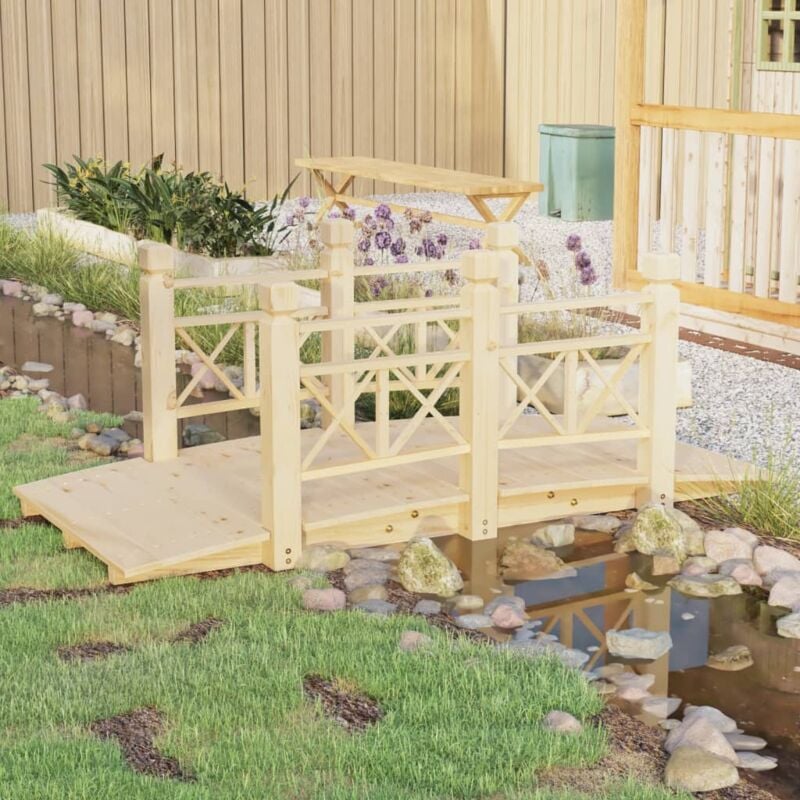foto del prodotto ponte giardino ringhiere 150x67x56cm legno massello abete rosso vidaxl