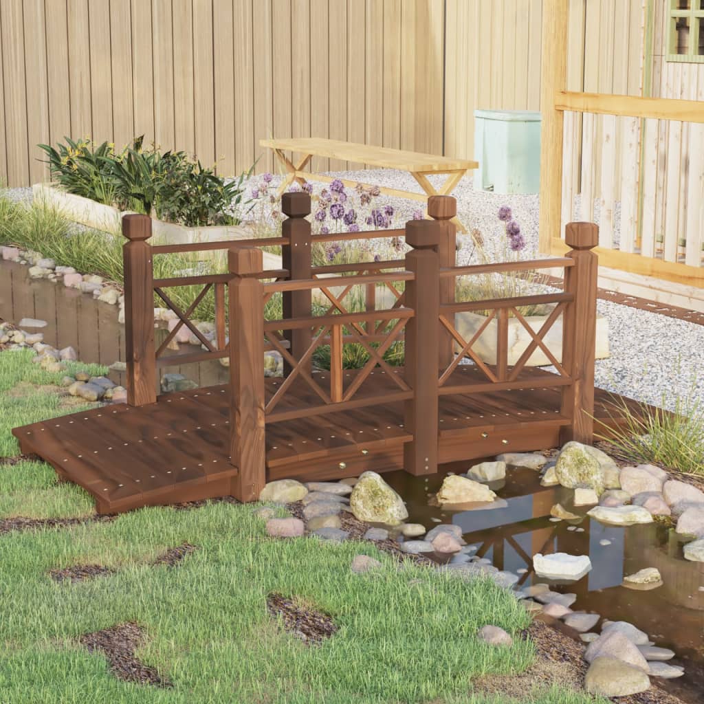 foto del prodotto ponte giardino ringhiere 150x67x56cm legno massello abete rossocod mxl 128292
