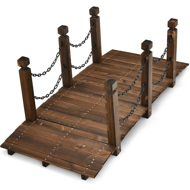 foto del prodotto ponte in legno da giardino, ponte decorativo per giardino piscina esterna cortile, lungo 150 cm, capacita di carico 181 kg
