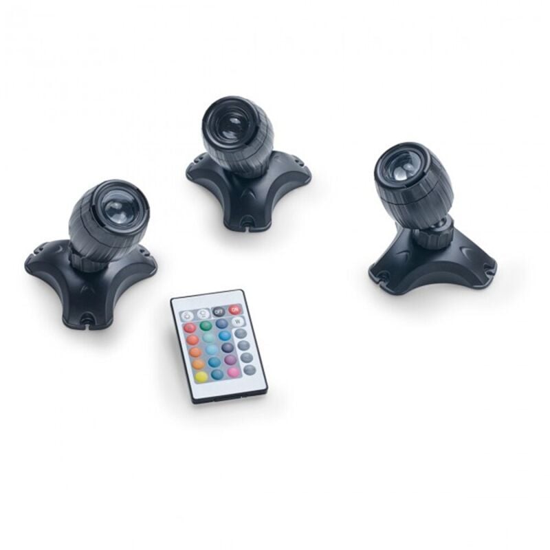 foto del prodotto pontec pondostar led rgbw set 3 kit di faretti con telecomando per laghetto