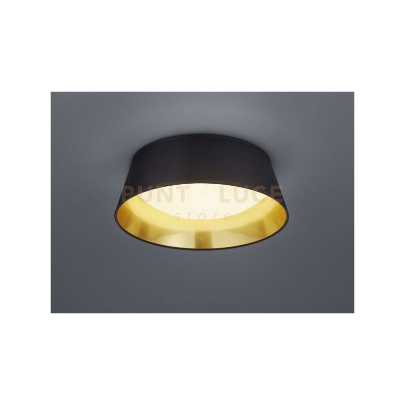 foto del prodotto ponts plafoniera led 14w 500lm, 3000k diffusore metacrilato bianco con paralume nero interno oro d.34cm