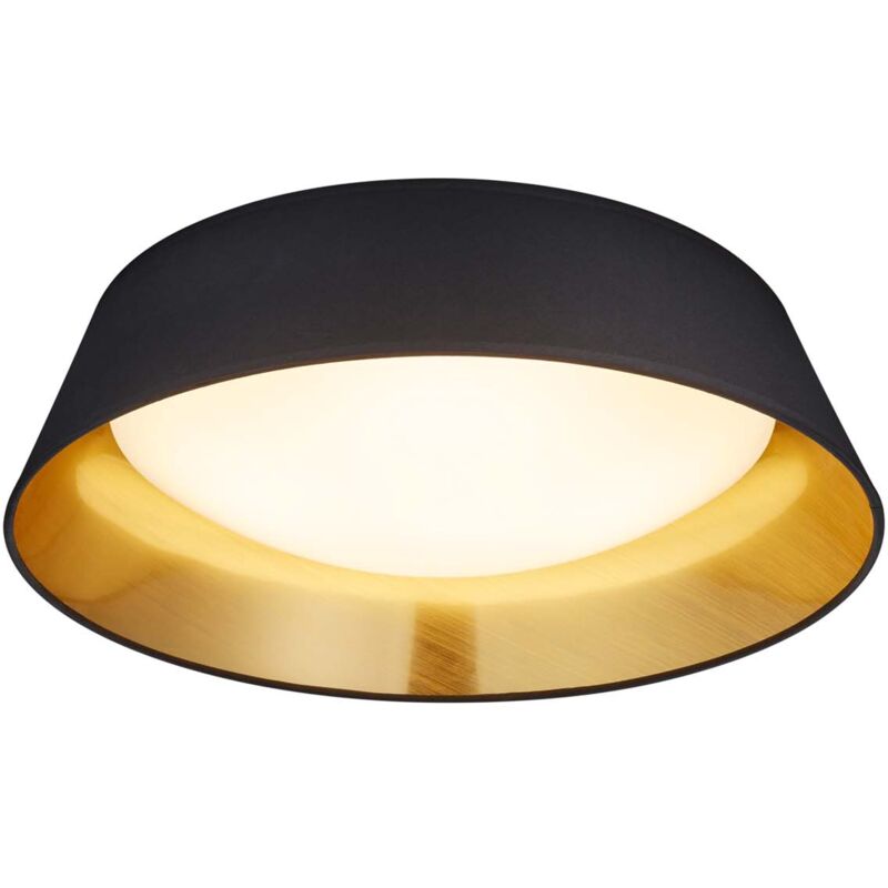 foto del prodotto ponts plafoniera led diffusore metacrilato bianco con paralume nero interno oro d.45cm