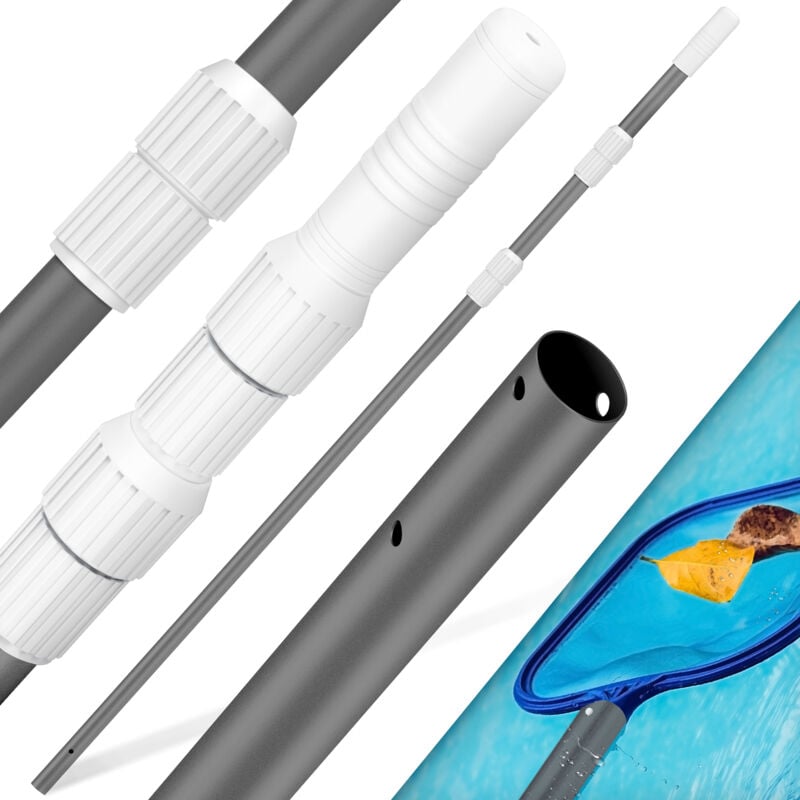 foto del prodotto pool asta telescopica in alluminio per piscina asta per la pulizia della piscina 3 pezzi regolabile da 1 20m a 3 60m resistente alle intemperie e
