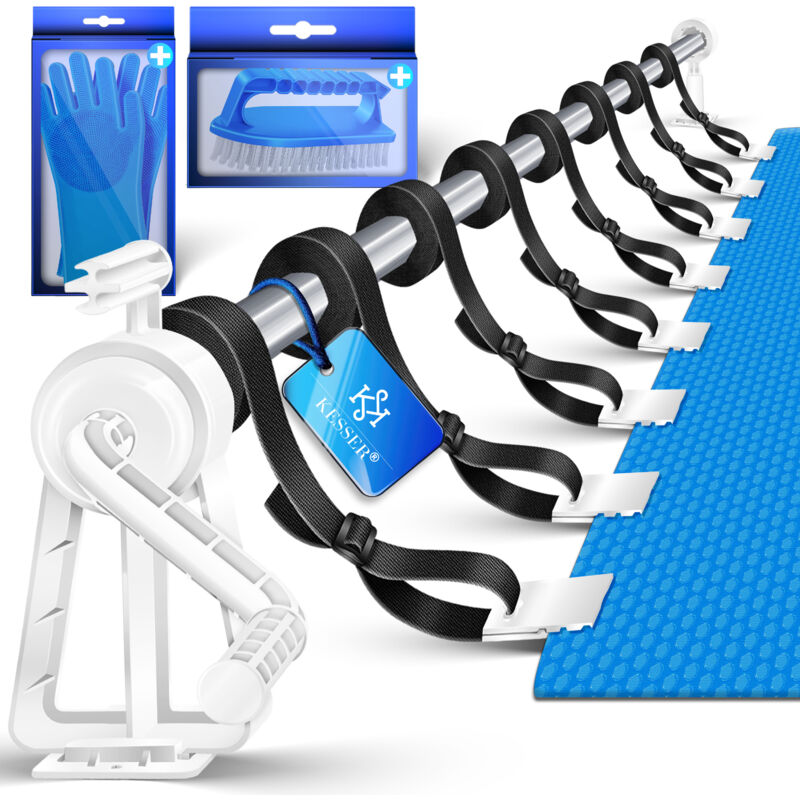 foto del prodotto pool roller premium roller system 1 05m 6 15 m per telo solare dispositivo mobile a rullo per telo e copertura della piscina incl. cinghie argento