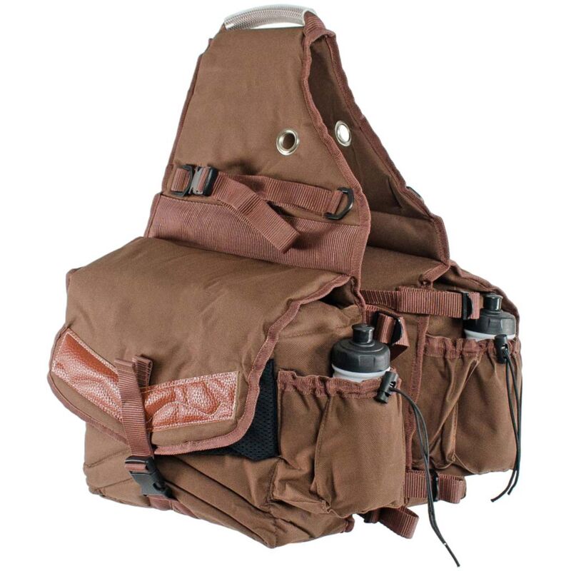 foto del prodotto pool s bisaccia posteriore in nylon imbottito con tasche e riporti in cuoio nero