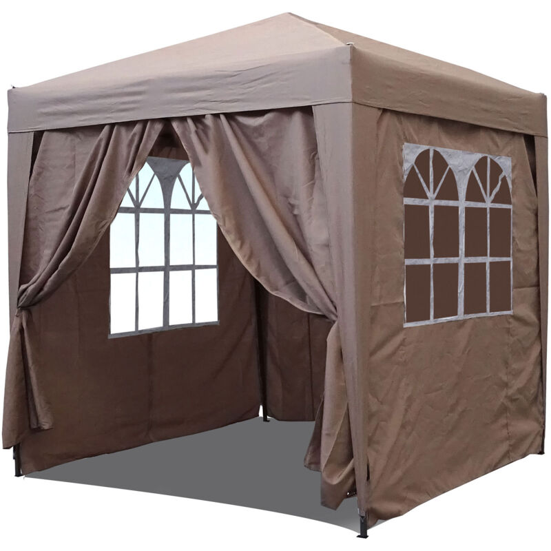foto del prodotto pop up pavillon 2 x 2 m graubeige mit 4 easy klett seitenw nden 2 mit rei verschl ssen