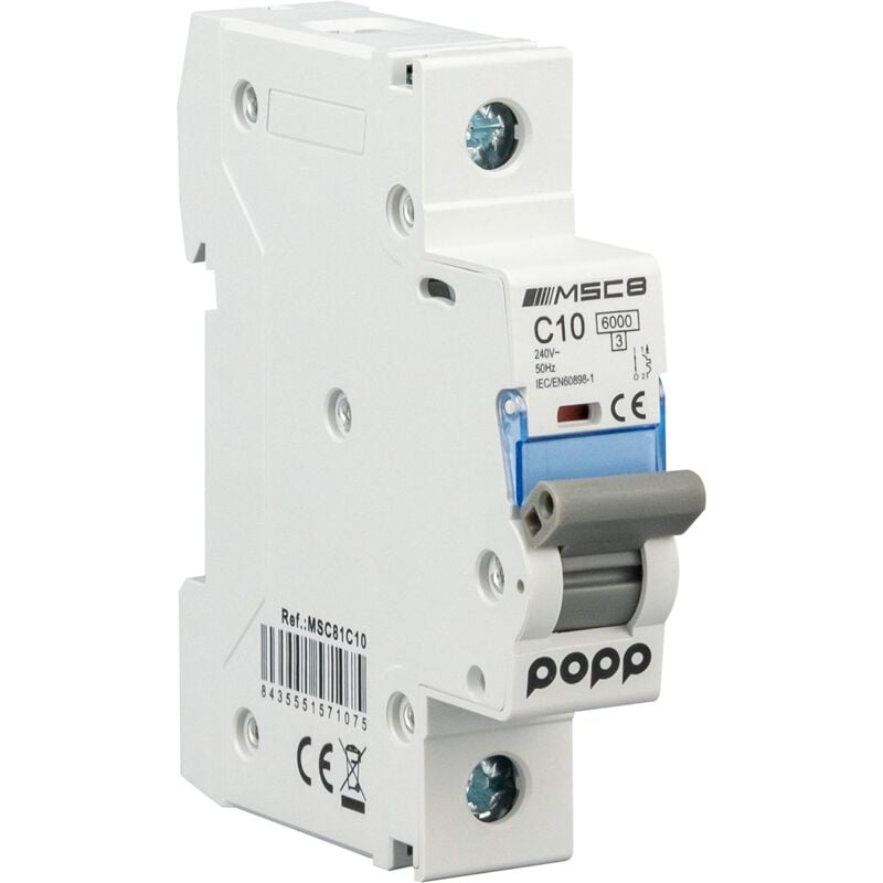 foto del prodotto popp interruttore automatico magnetico industriale curva c 1p 2p 3p 6a 10a 16a 20a 25a 32a 40a 50a 63a 1p, 10a 