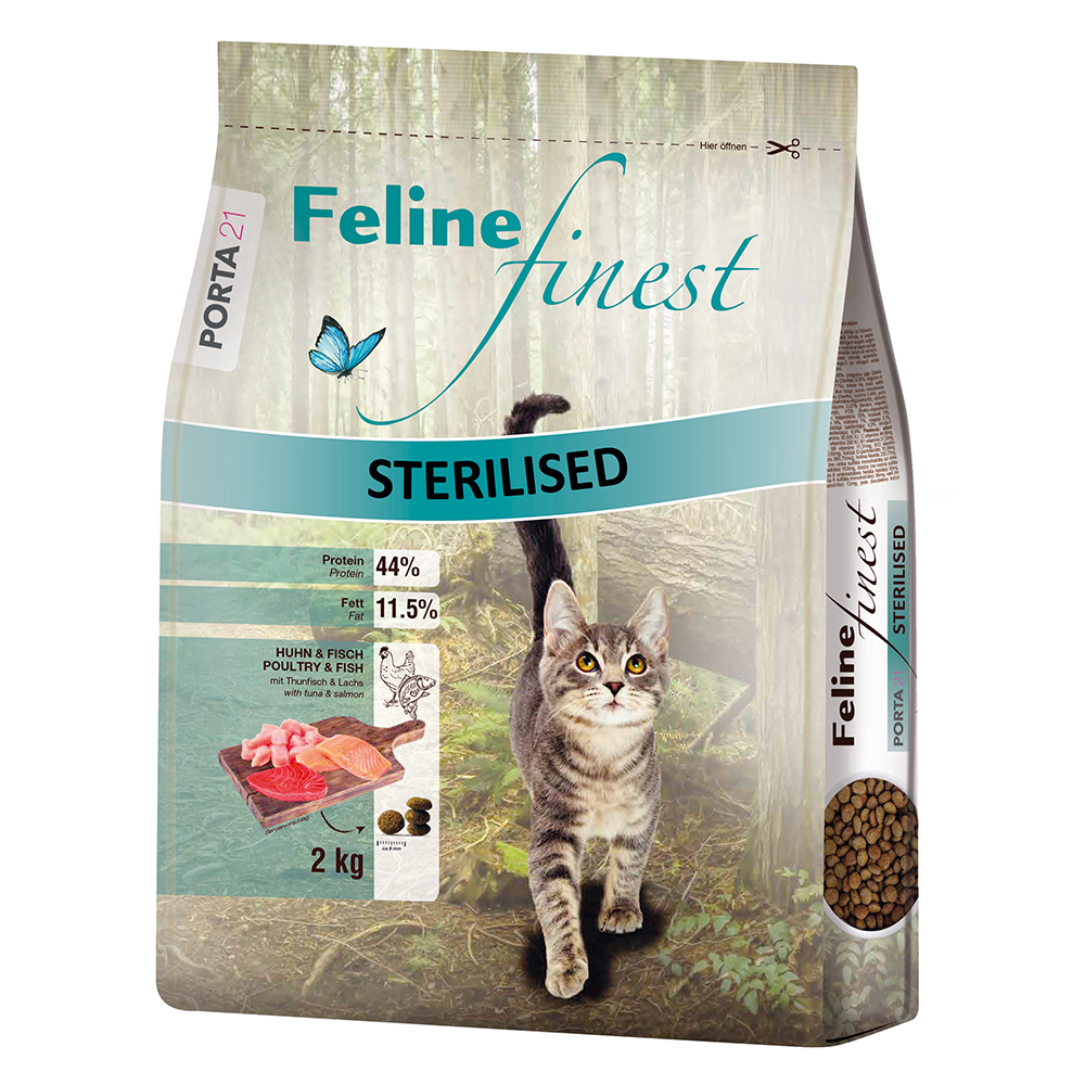 foto del prodotto porta 21 feline finest sterilised pollo pesce crocchette per gatti - set 2 x 2 kg