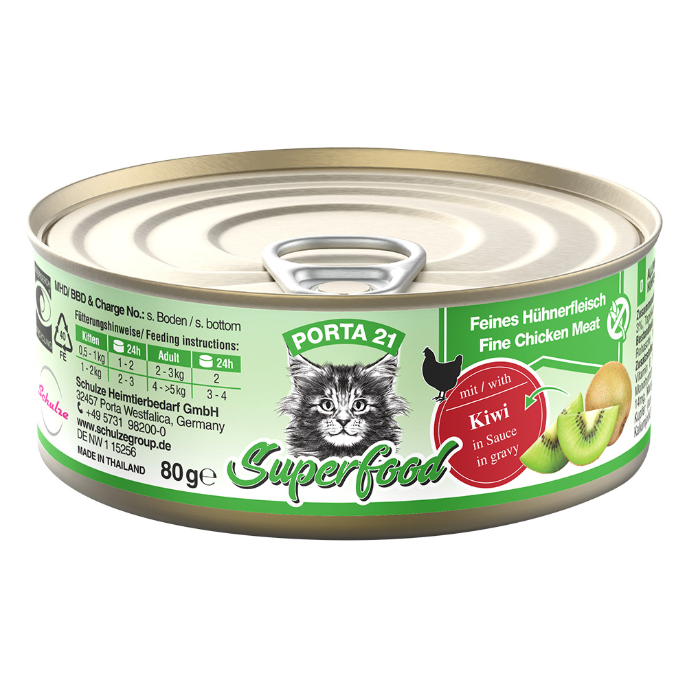 foto del prodotto porta 21 superfood 6 x 80 g alimento umido per gatti pollo con kiwi