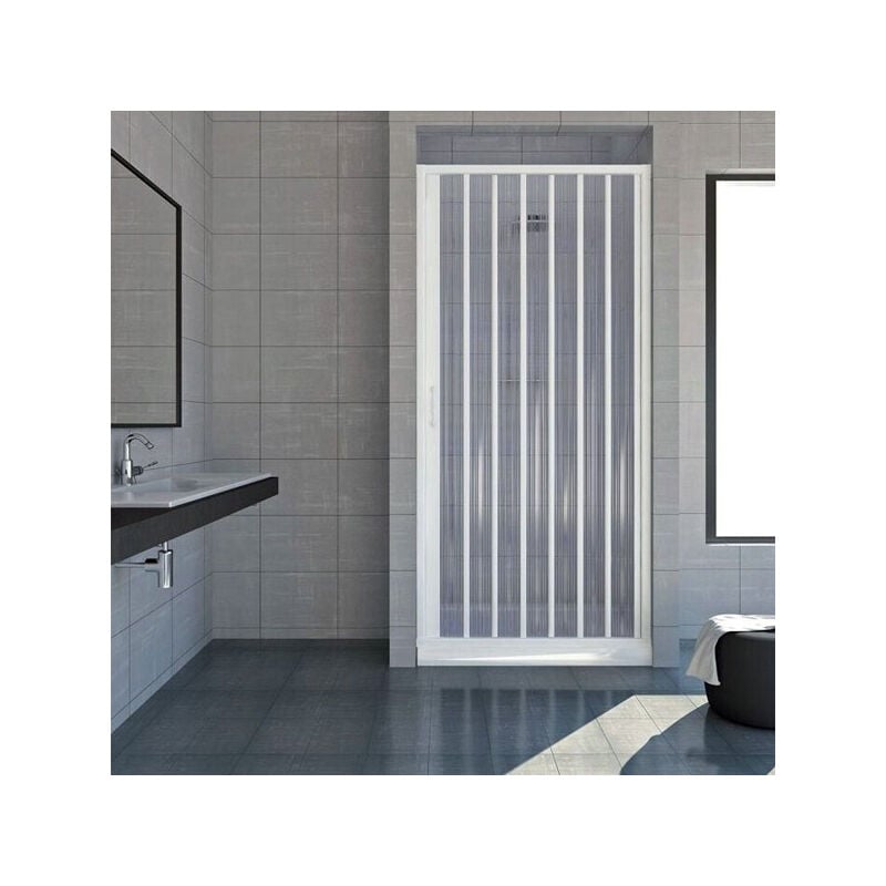 foto del prodotto porta a soffietto box doccia in pvc stabilizzato bianco.