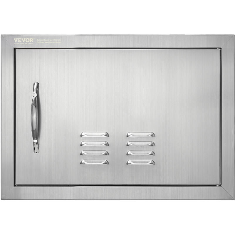 foto del prodotto porta accesso cucina, porta cucina esterna singola 508x356x46 mm, porta reversibile da incasso in acciaio inox, con maniglia e presa dearia, per