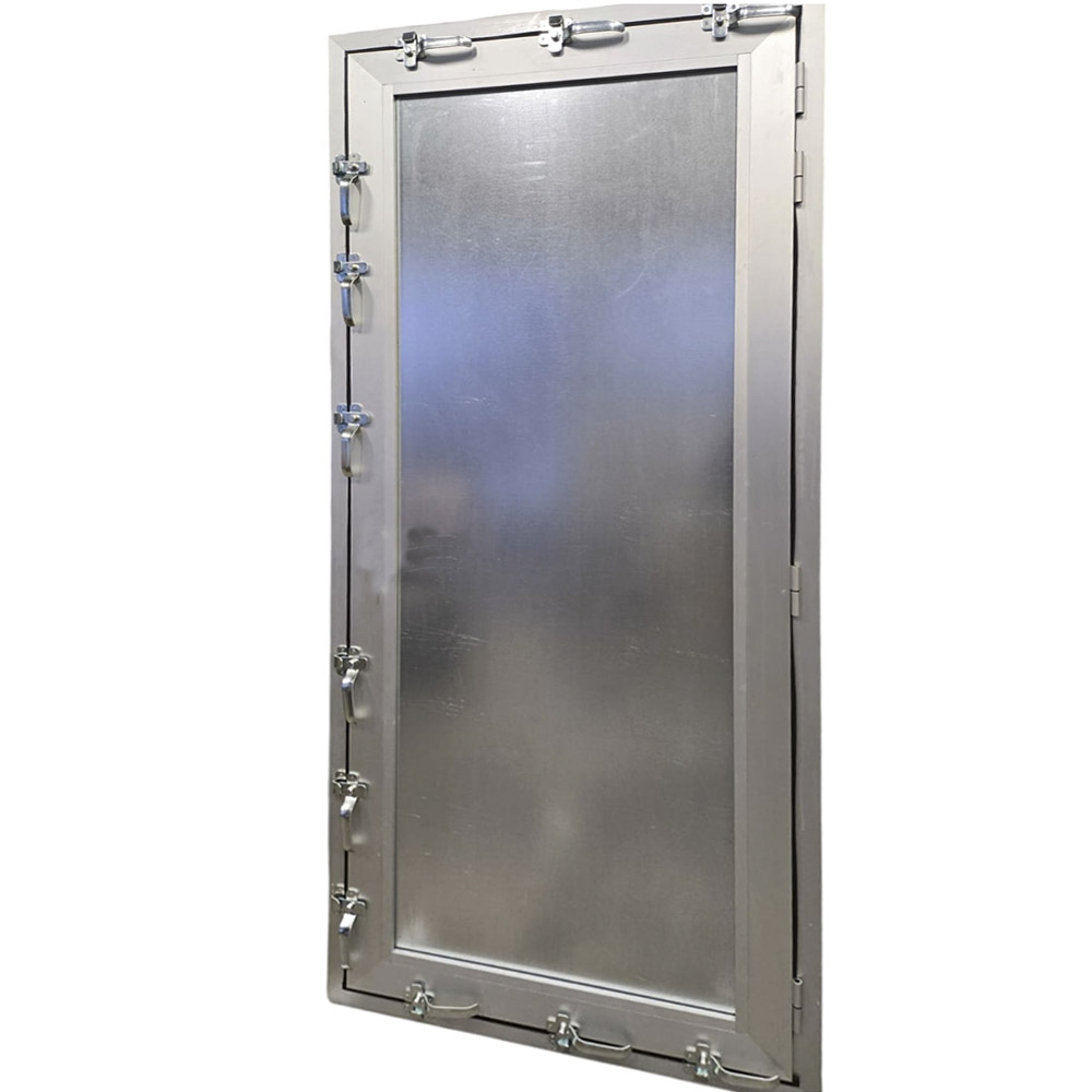 foto del prodotto porta antiallagamento su misura anta unica altezza da 160 a 220 cm larghezza da 100 a 150 cm colore alluminio