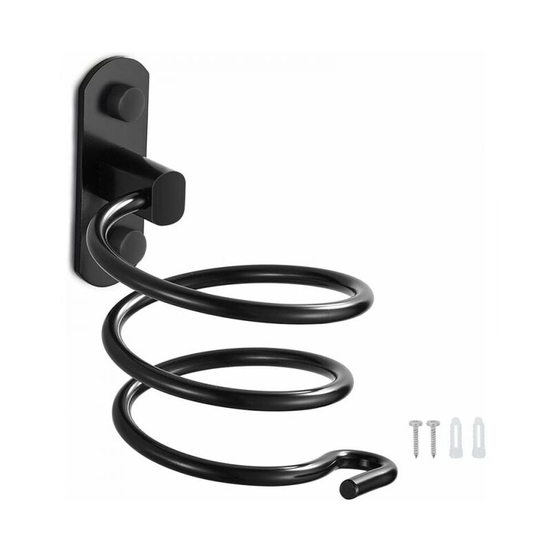 foto del prodotto porta asciugacapelli da parete 1pc porta asciugacapelli per cucina bagno accessori per il bagno nero 