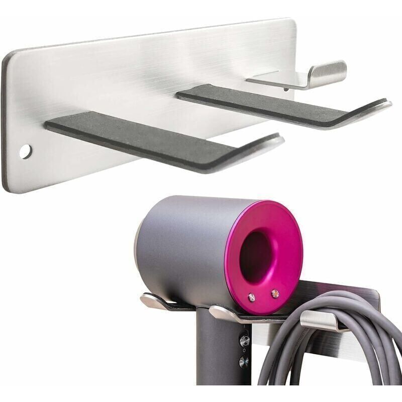 foto del prodotto porta asciugacapelli in acciaio inox 304, portaoggetti da parete per bagno in acciaio inox, compatibile con tutti gli asciugacapelli