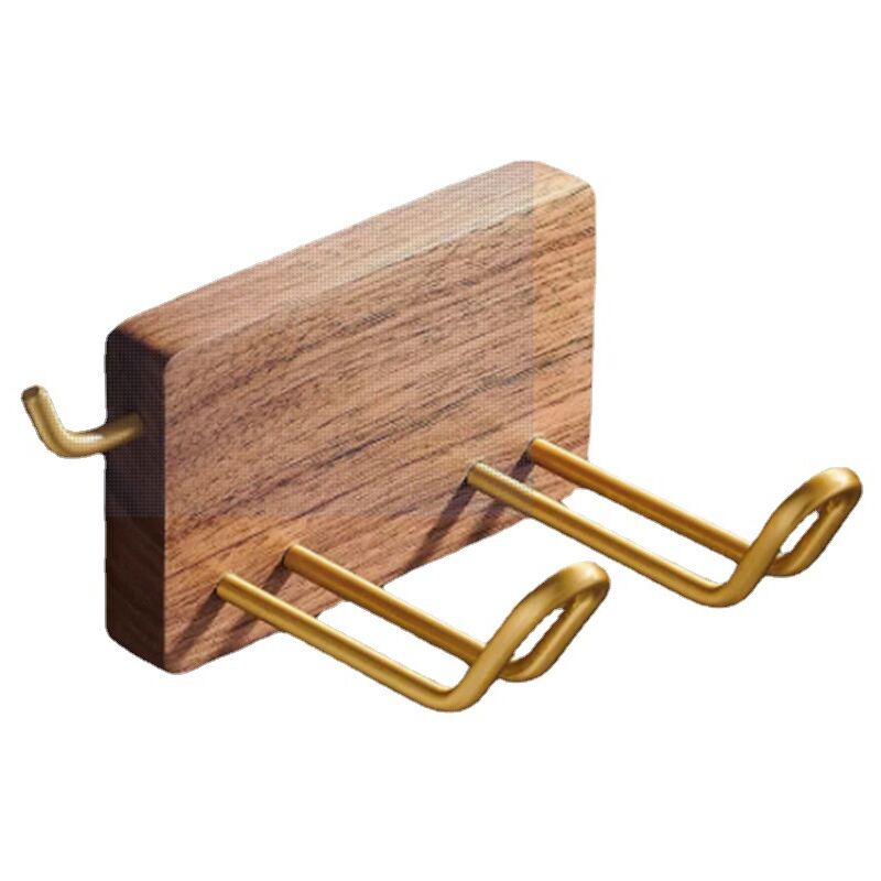 foto del prodotto porta asciugacapelli in legno di noce, elegante organizzatore per strumenti per capelli, ripiano organizer per il bagno, porta asciugacapelli a