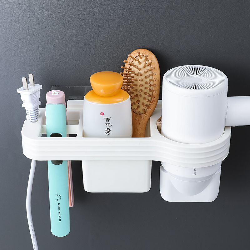 foto del prodotto porta asciugacapelli, porta piastra per capelli porta asciugacapelli con organizzatore per cavi, porta asciugacapelli senza foratura supporto a
