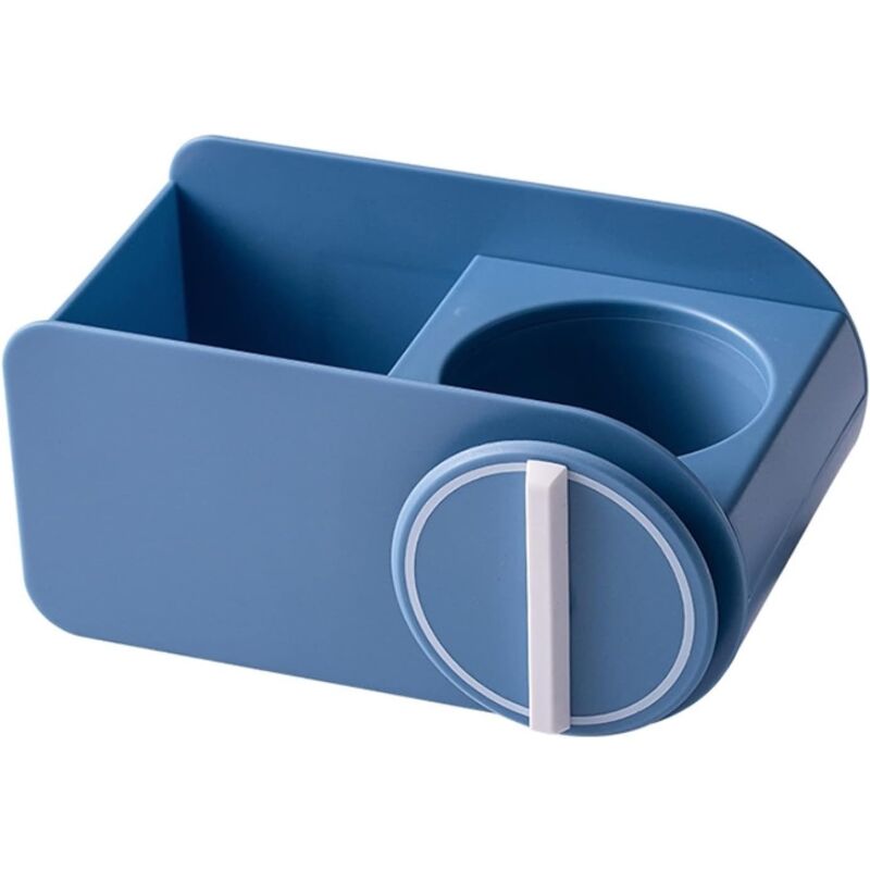 foto del prodotto porta asciugacapelli, punzonatura libera, bagno, toilette, porta asciugacapelli, portaoggetti da parete blu