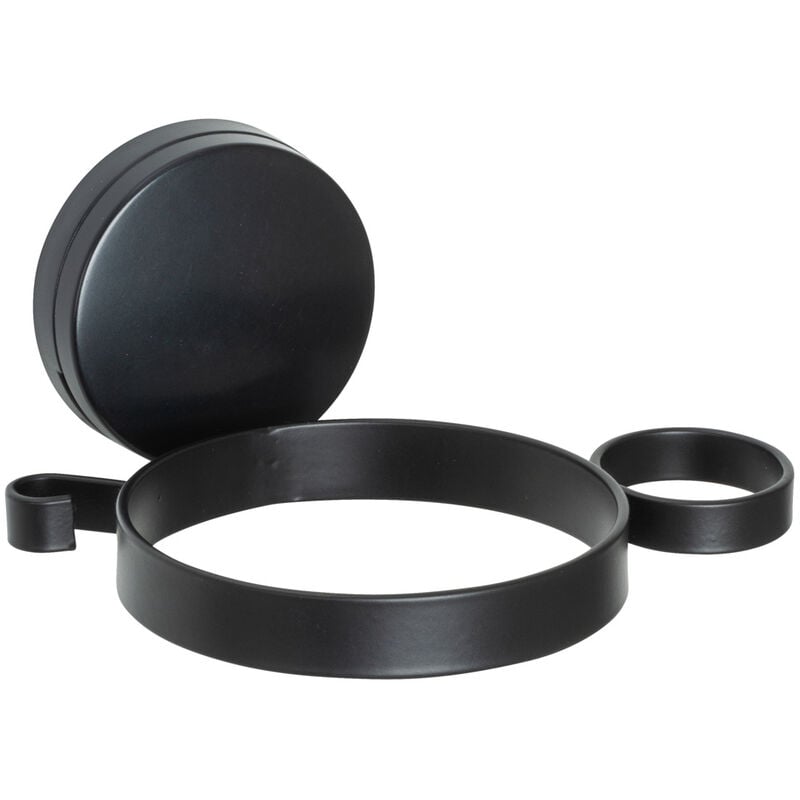 foto del prodotto porta asciugacapelli static loc plus pavia nero, supporto per phon, installazione senza forare, nero, acciaio nero, plastica abs nera wenko