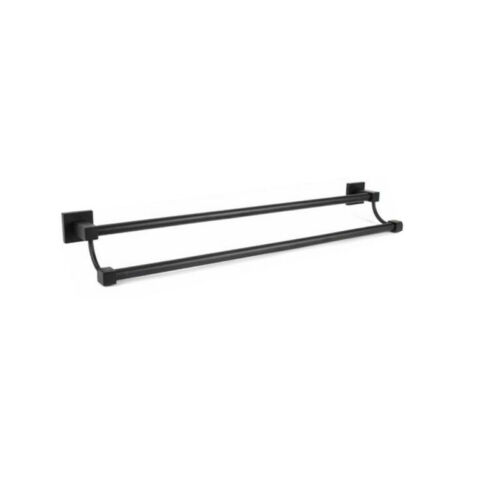 foto del prodotto porta asciugamani 2 aste supporto per bagno da muro asta casa nero 02110