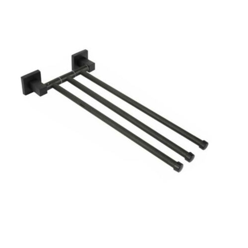 foto del prodotto porta asciugamani 3 aste supporto per bagno da muro asta casa nero 02118