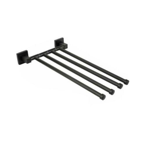 foto del prodotto porta asciugamani 4 aste supporto per bagno da muro asta casa nero 02119