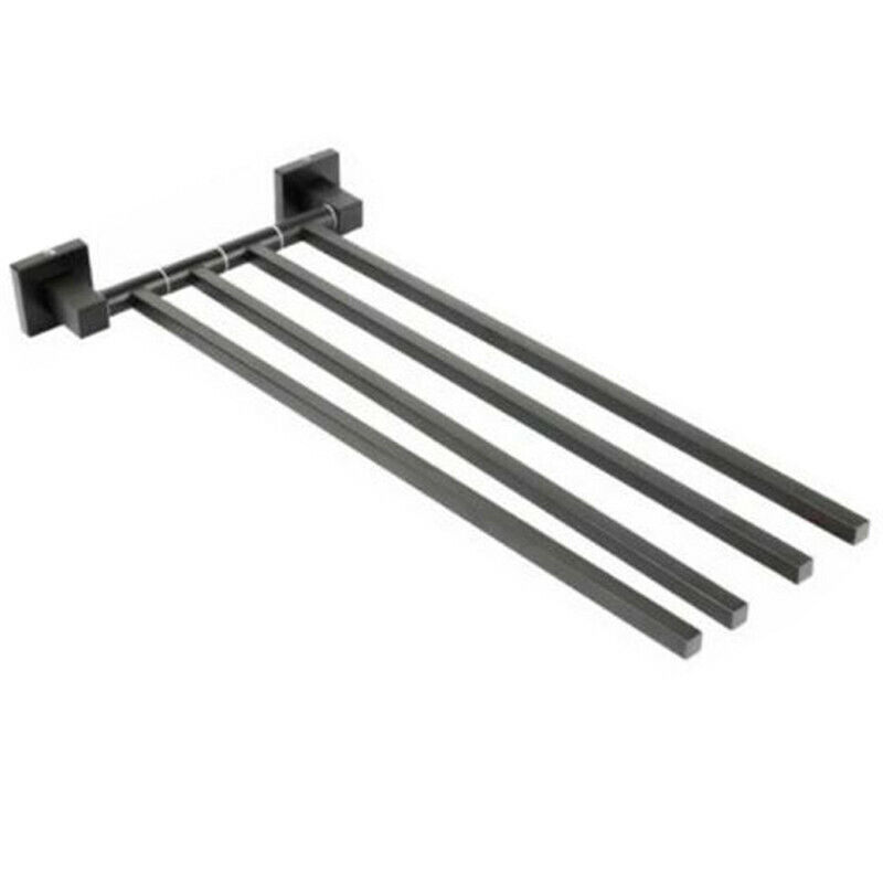 foto del prodotto porta asciugamani 4 aste supporto per bagno da muro asta casa nero 02123