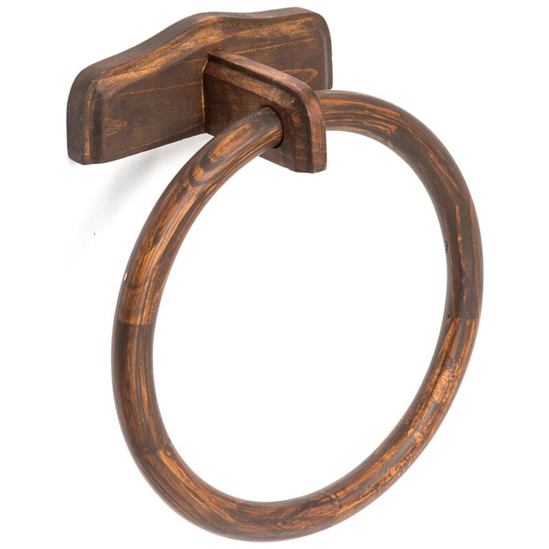 foto del prodotto porta asciugamani ad anello a parete stile arte povera in legno bagno mod. mathilde