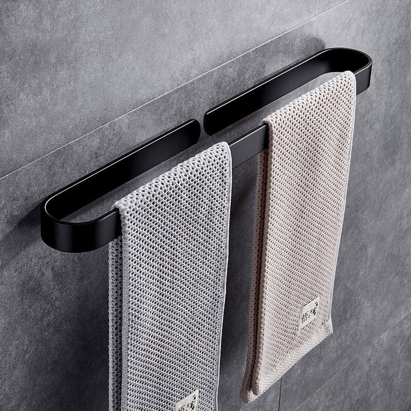foto del prodotto porta asciugamani autoadesivo 40 cm, porta asciugamani, alluminio, finitura opaca, nero
